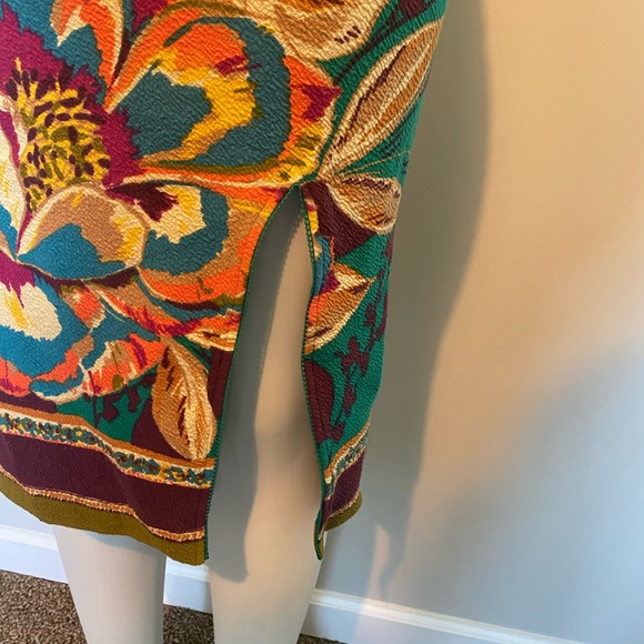 Anthro Maeve Bright Floral Skirt Sz Medium, slit on front - Picture 2 of 5